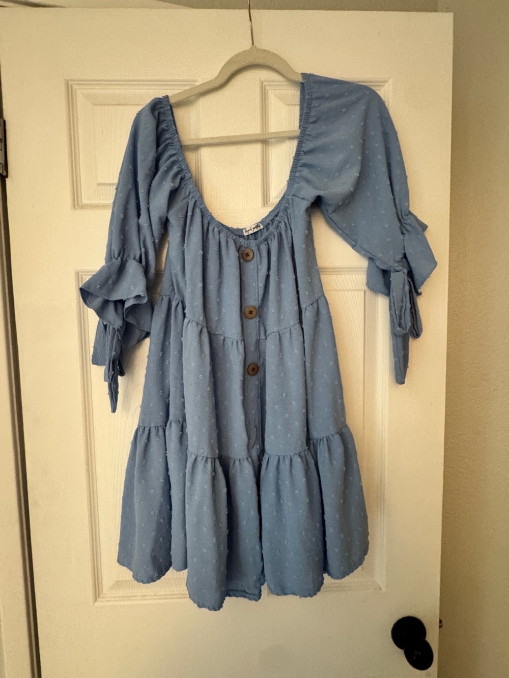 Girls' Light Blue Tiered Button-Front Dress